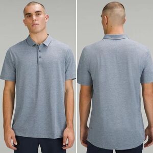Lululemon Men’s Evolution Short-Sleeve Polo Shirt Pique in Heathered Iron Blue